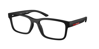 Das Bild zeigt die Prada Linea Rossa Fassung PS01RV DG01O1 leicht seitlich., Zubehor, Brillen, Sonnenbrille